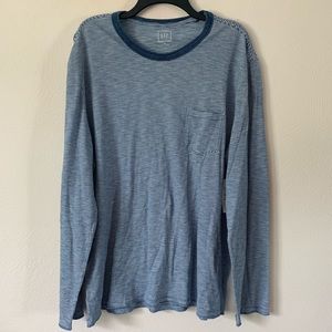 Blue and White Striped GAP Long Sleeve Shirt